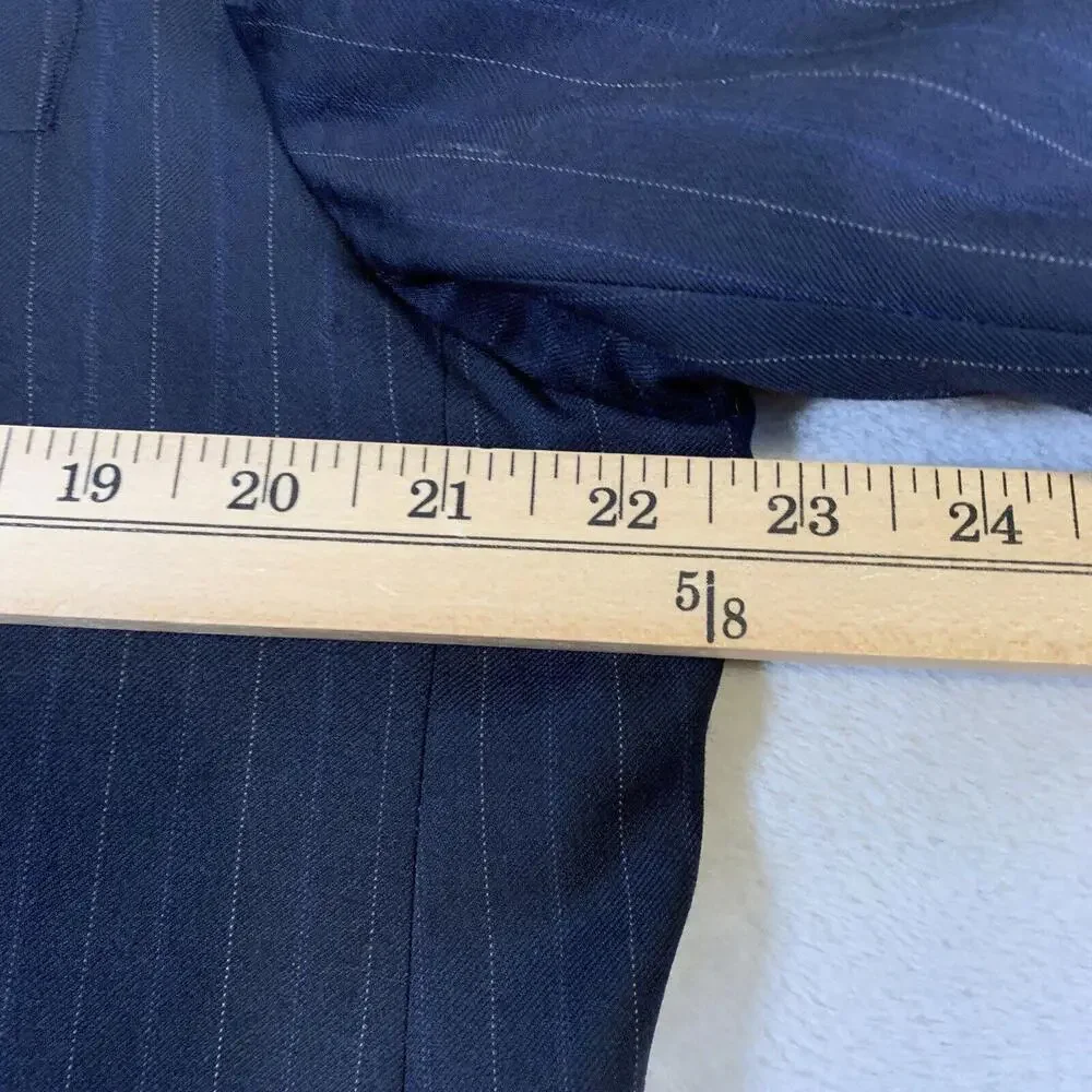 Burberry London Blazer Men's Sport Coat Size 44L Blue 100% Wool Formal Business‎